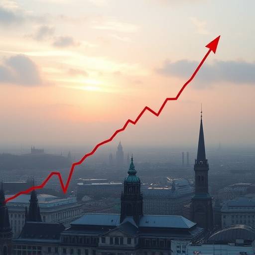 Grafico che mostra l'andamento positivo delle borse europee.